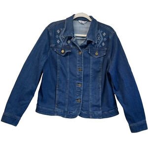 Allison Daley Womens Size 14 Blue Jean Jacket Medium Wash Stretch